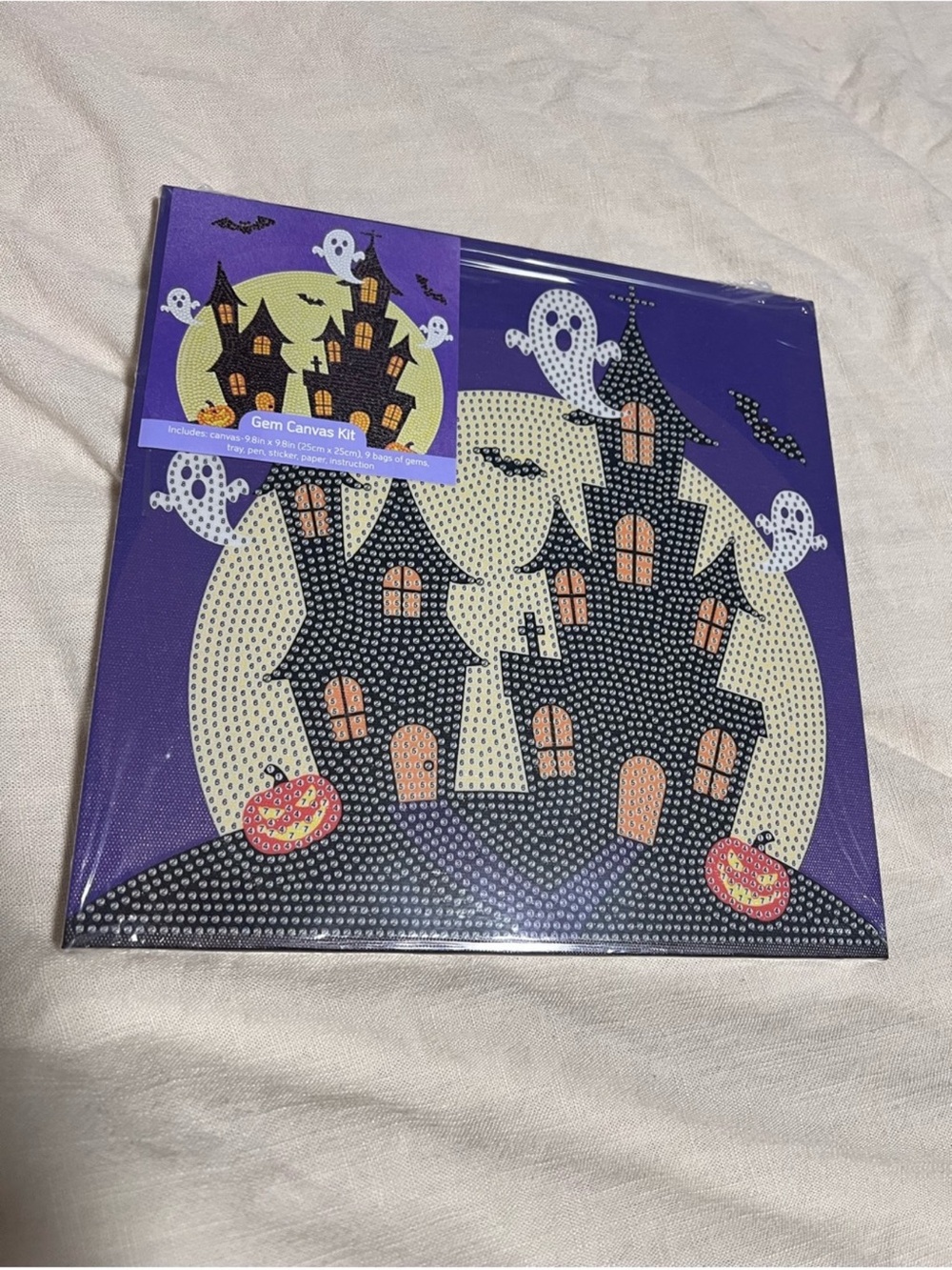 Halloween Haunted House Gem Canvas Kit - Purple
